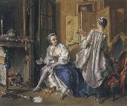 Francois Boucher Lady Fastening her Garter oil painting reproduction